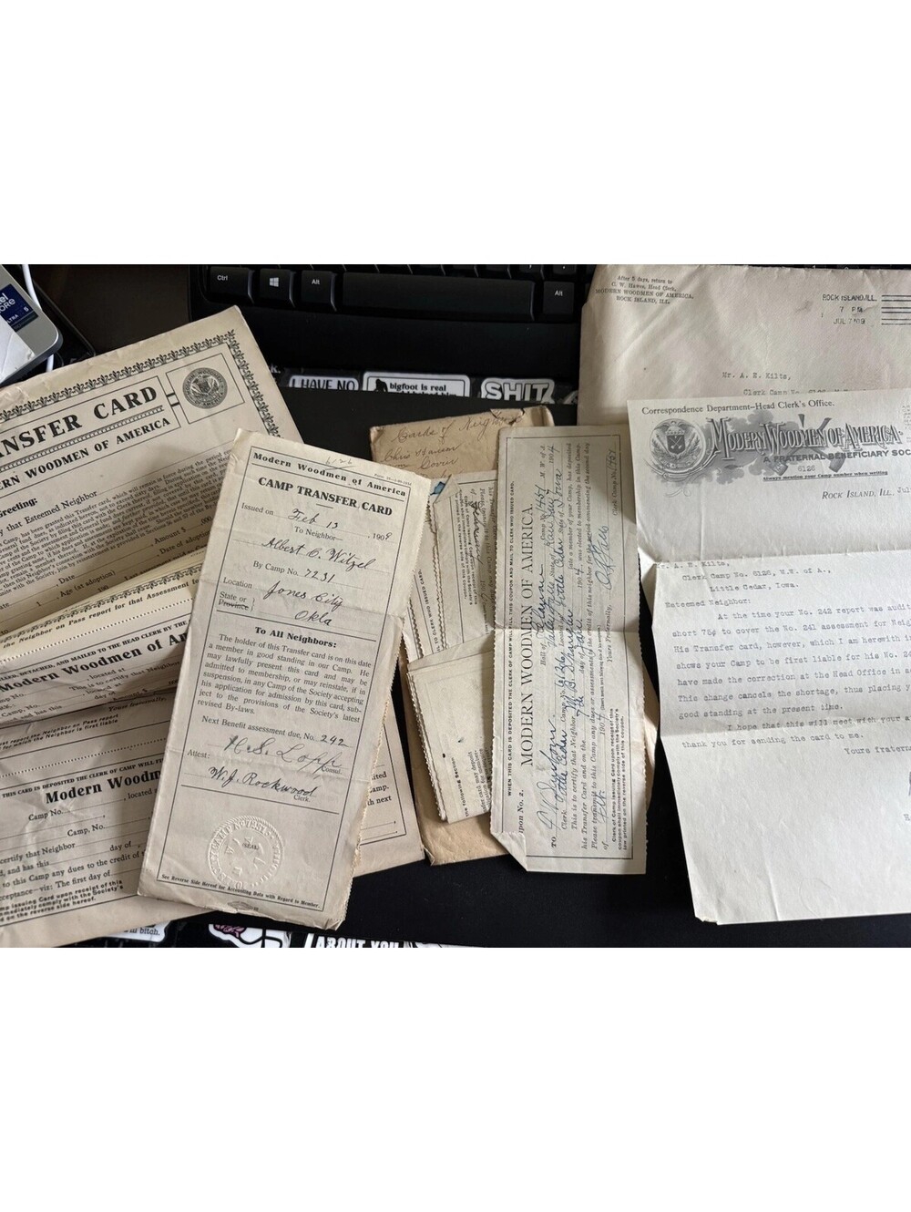 Modern Woodmen Of America Ephemera Bundle 1909 Membership Documents